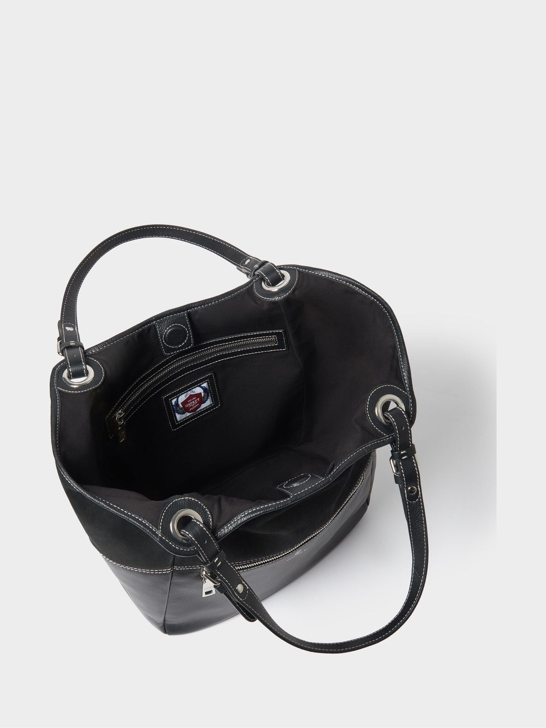 Osprey London black suede tote bag, UK version