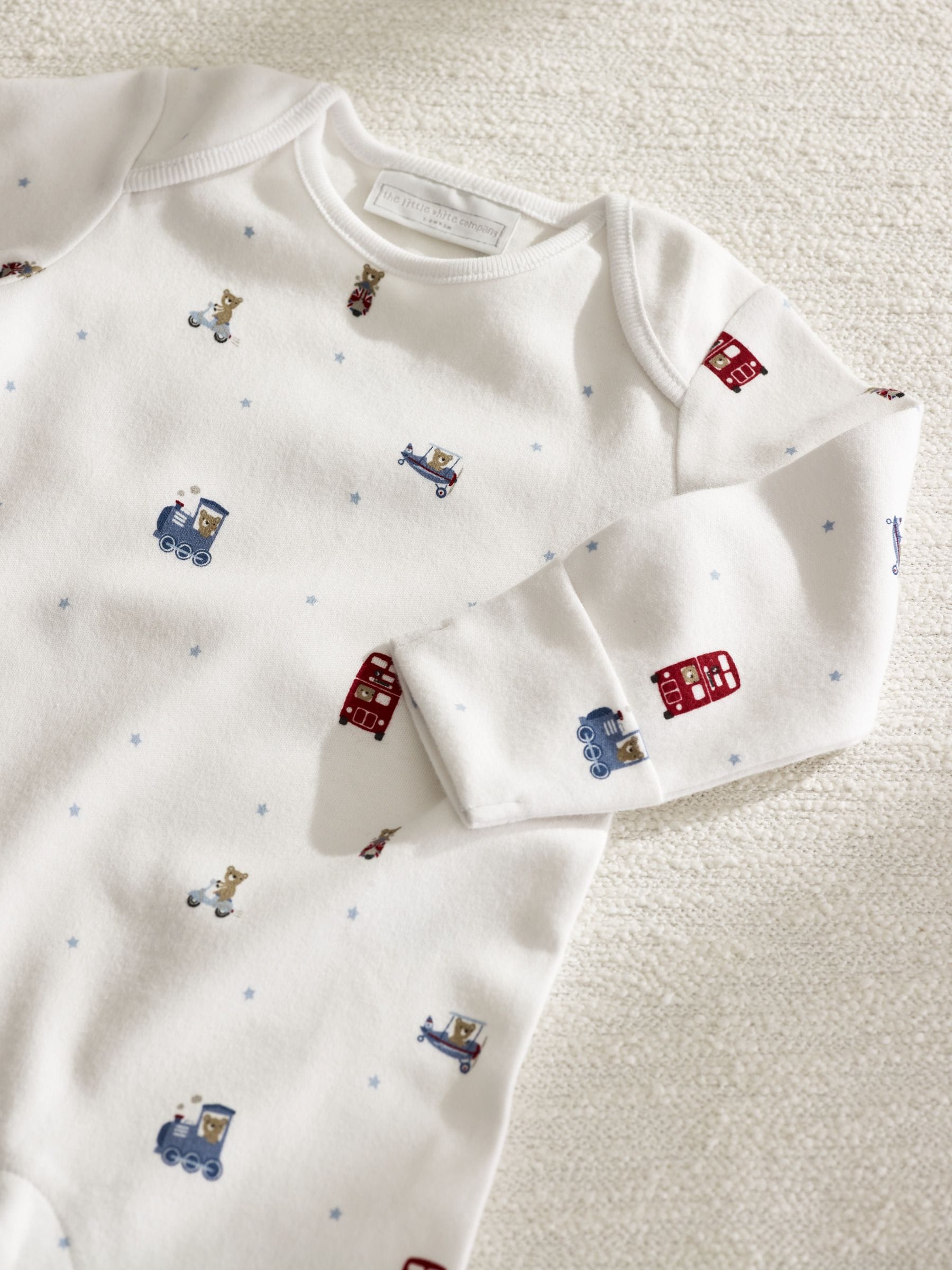 The White Company white cotton baby gift set with London print, imported from the UK