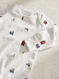The White Company white cotton baby gift set with London print, imported from the UK