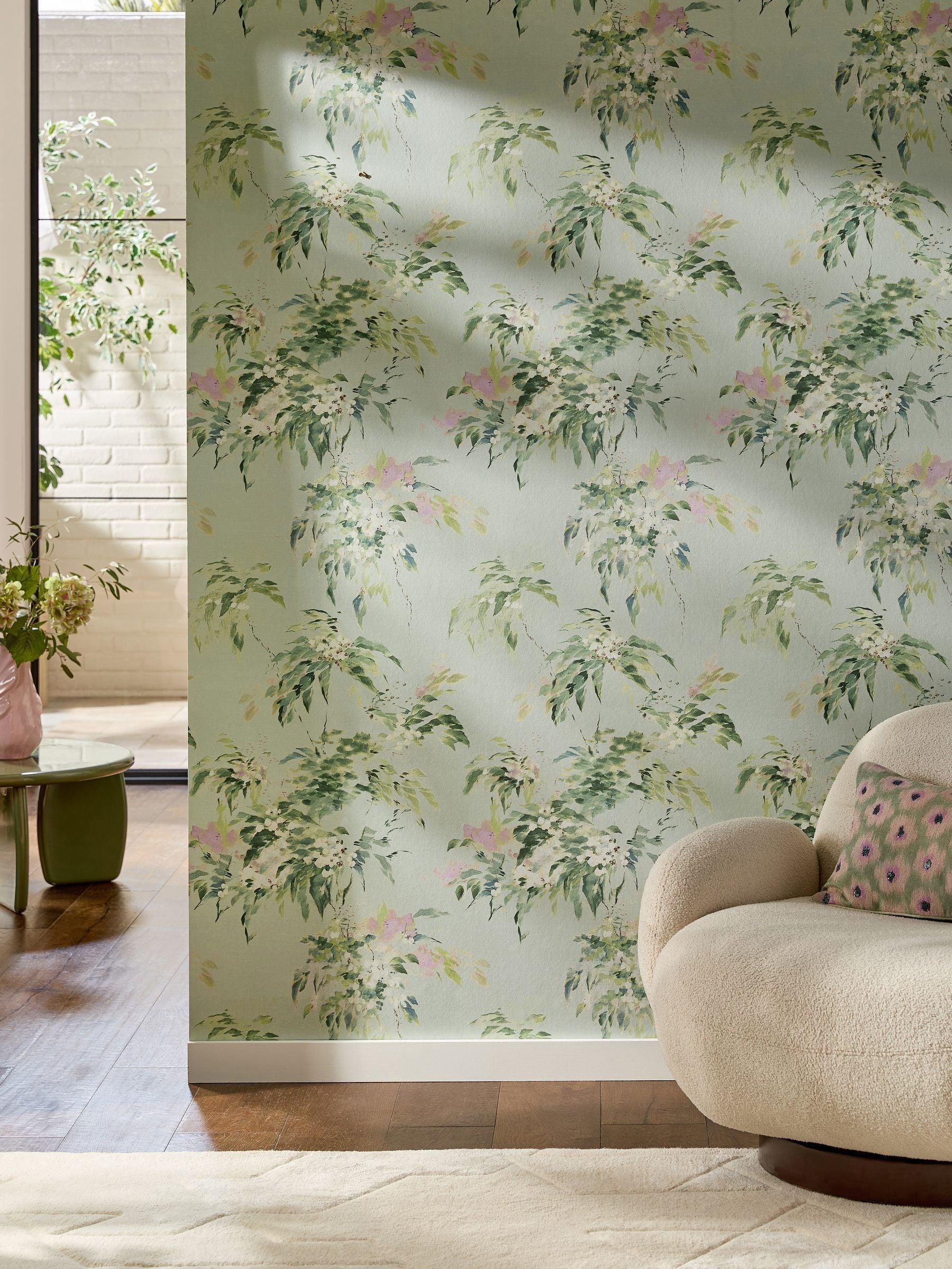 Sage Ruiz floral wallpaper sample A4 (British brand)