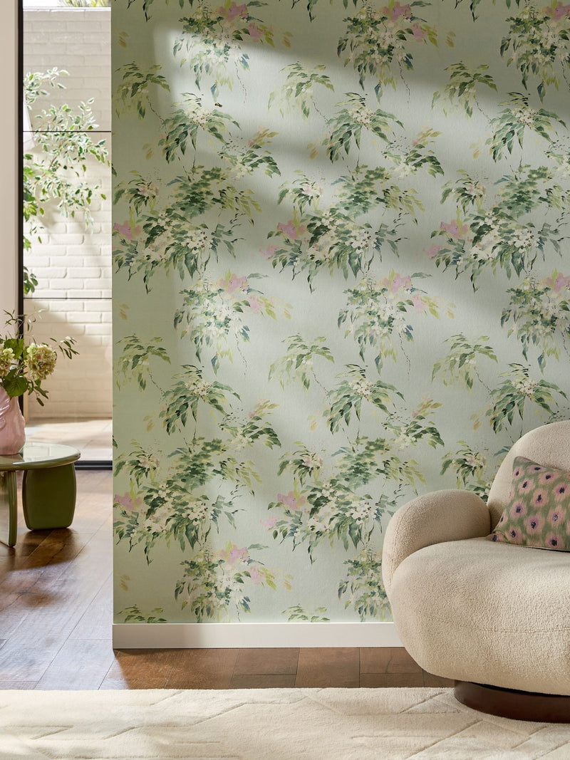 Sage Ruiz floral wallpaper sample A4 (British brand)