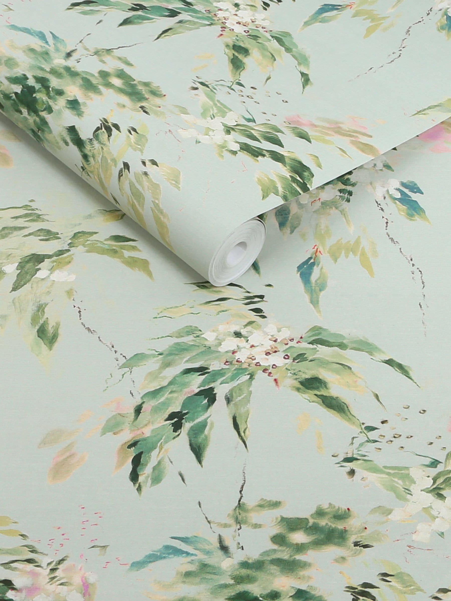 Sage Ruiz floral wallpaper sample A4 (British brand)