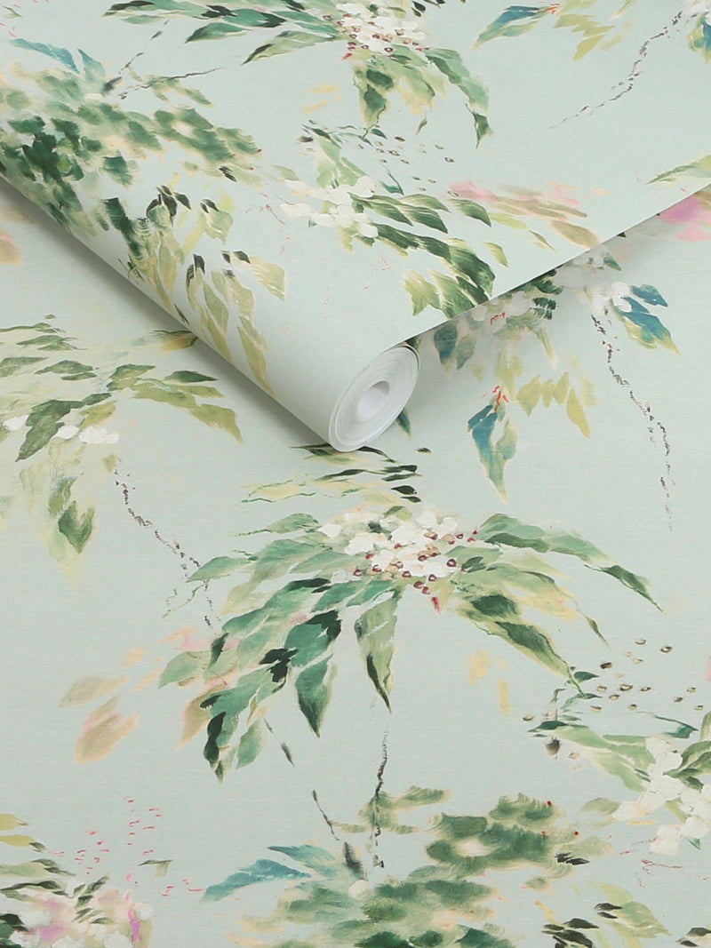 Sage Ruiz floral wallpaper sample A4 (British brand)