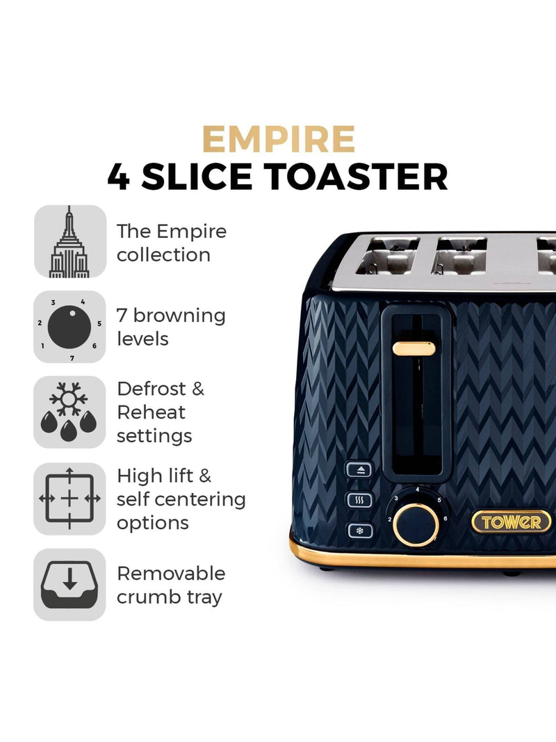 Tower Empire Midnight Blue 4 slice toaster (British brand)