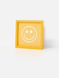 Oliver Bonas yellow embroidered happy face wall art 23cm, imported from the UK