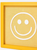 Oliver Bonas yellow embroidered happy face wall art 23cm, imported from the UK