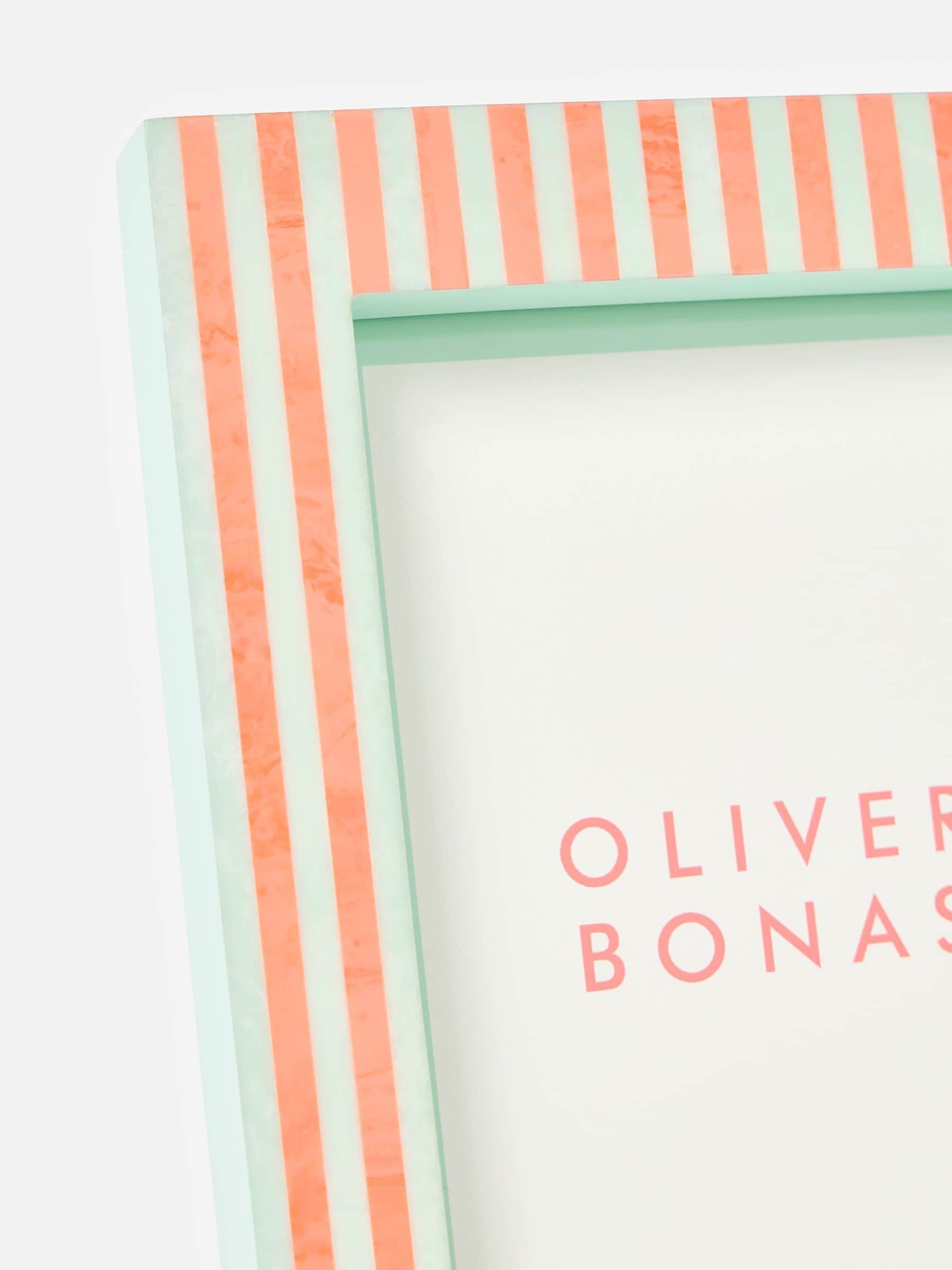 Oliver Bonas photo frame Sage & Coral Paloma Stripe 5x7, imported from the UK