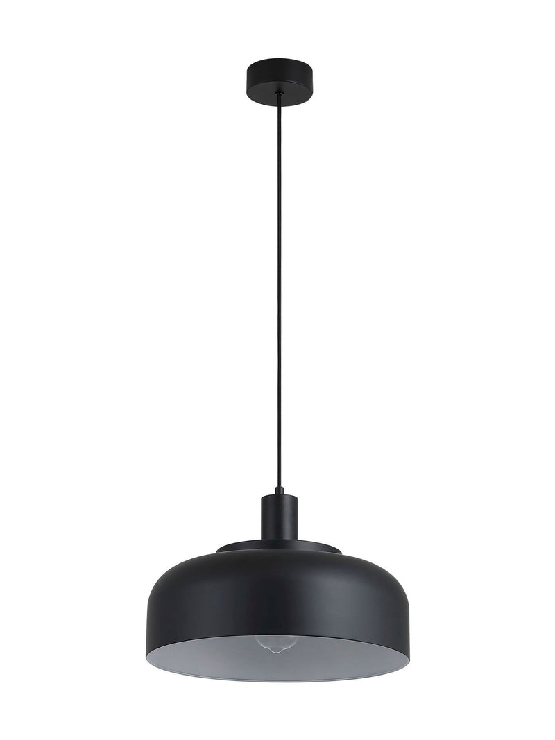Searchlight Black Frata pendant light with 35cm shade, imported from the UK