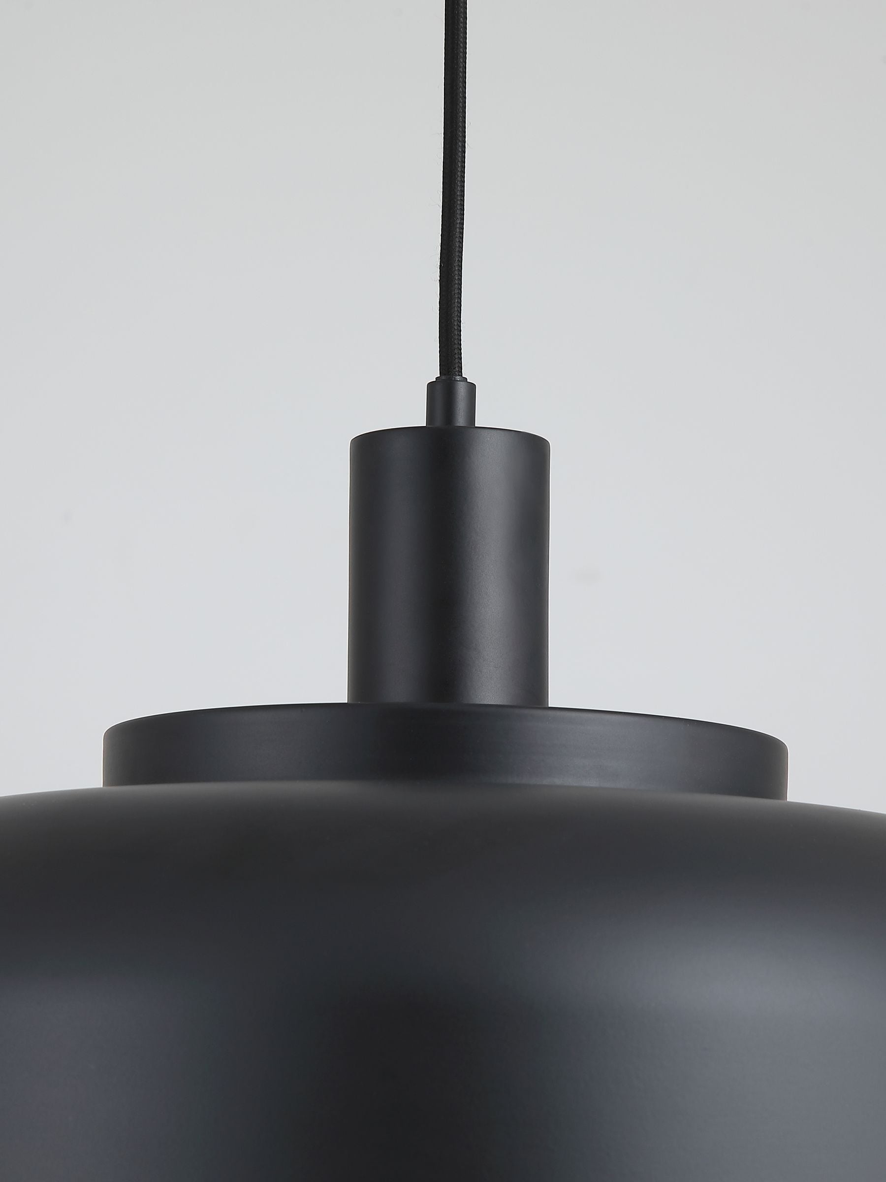 Searchlight Black Frata pendant light with 35cm shade, imported from the UK