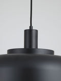 Searchlight Black Frata pendant light with 35cm shade, imported from the UK