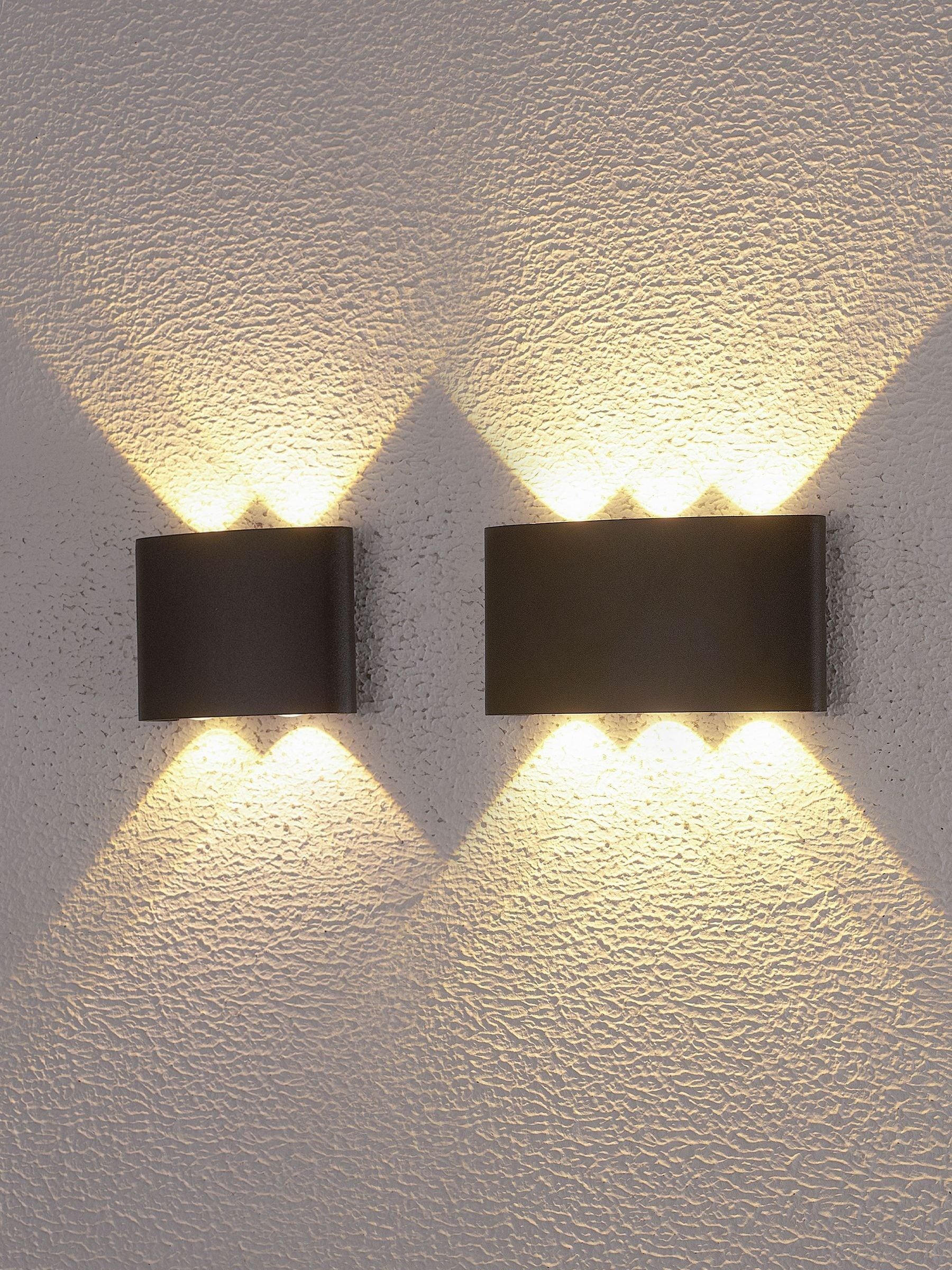 Searchlight FINKLE LED outdoor wall light black aluminium, UK version