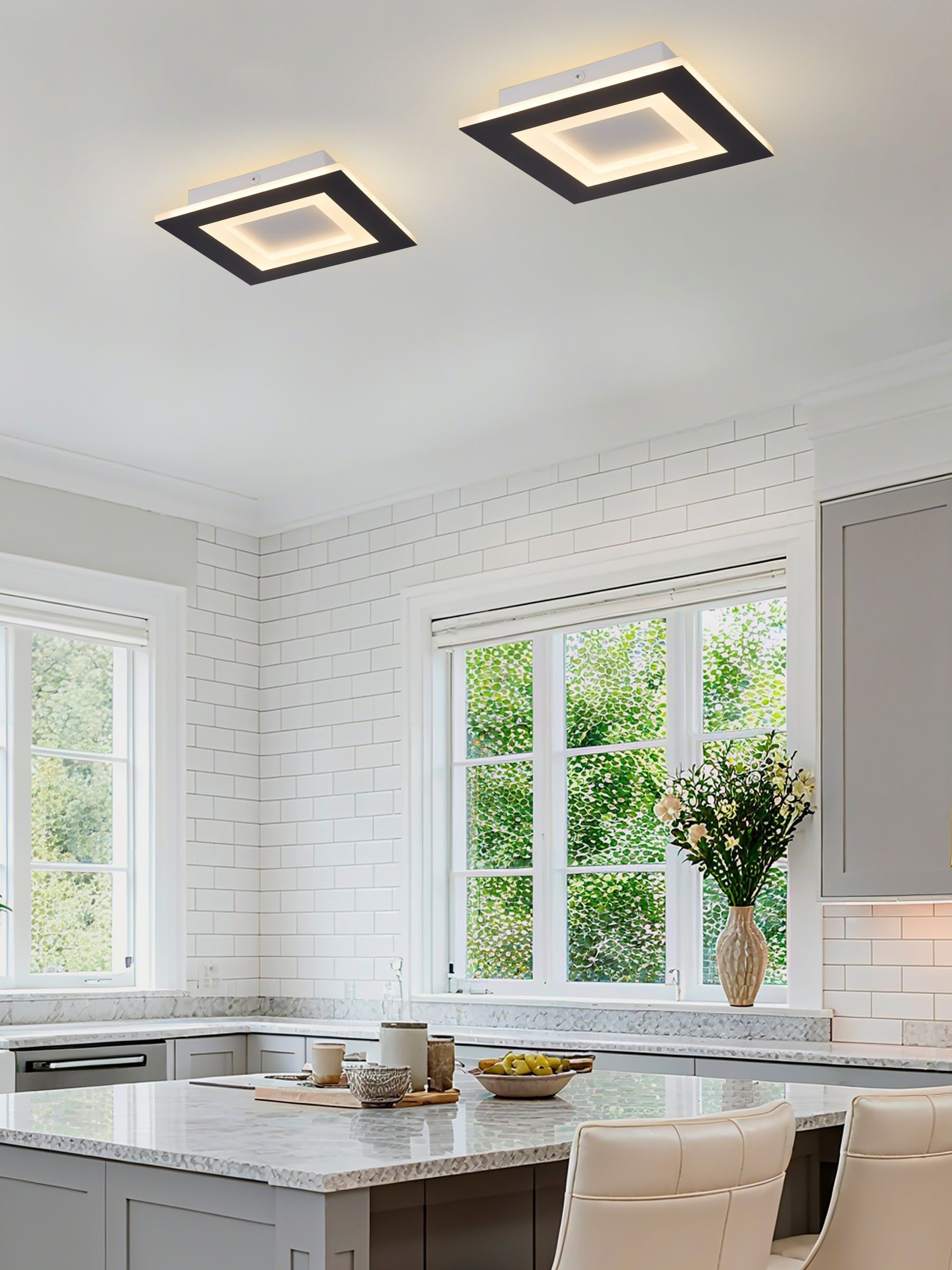 Searchlight Black Chance LED flush ceiling light 39cm (British brand)