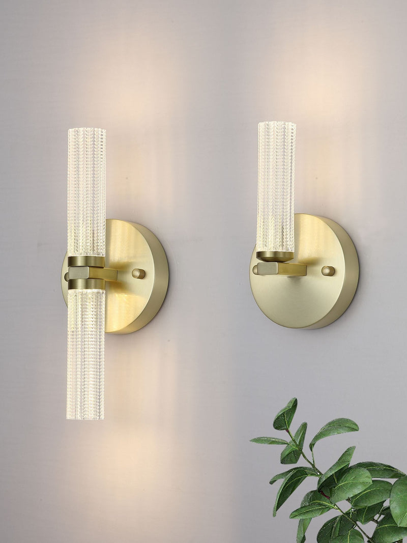 Searchlight Brass Della LED wall light, UK version