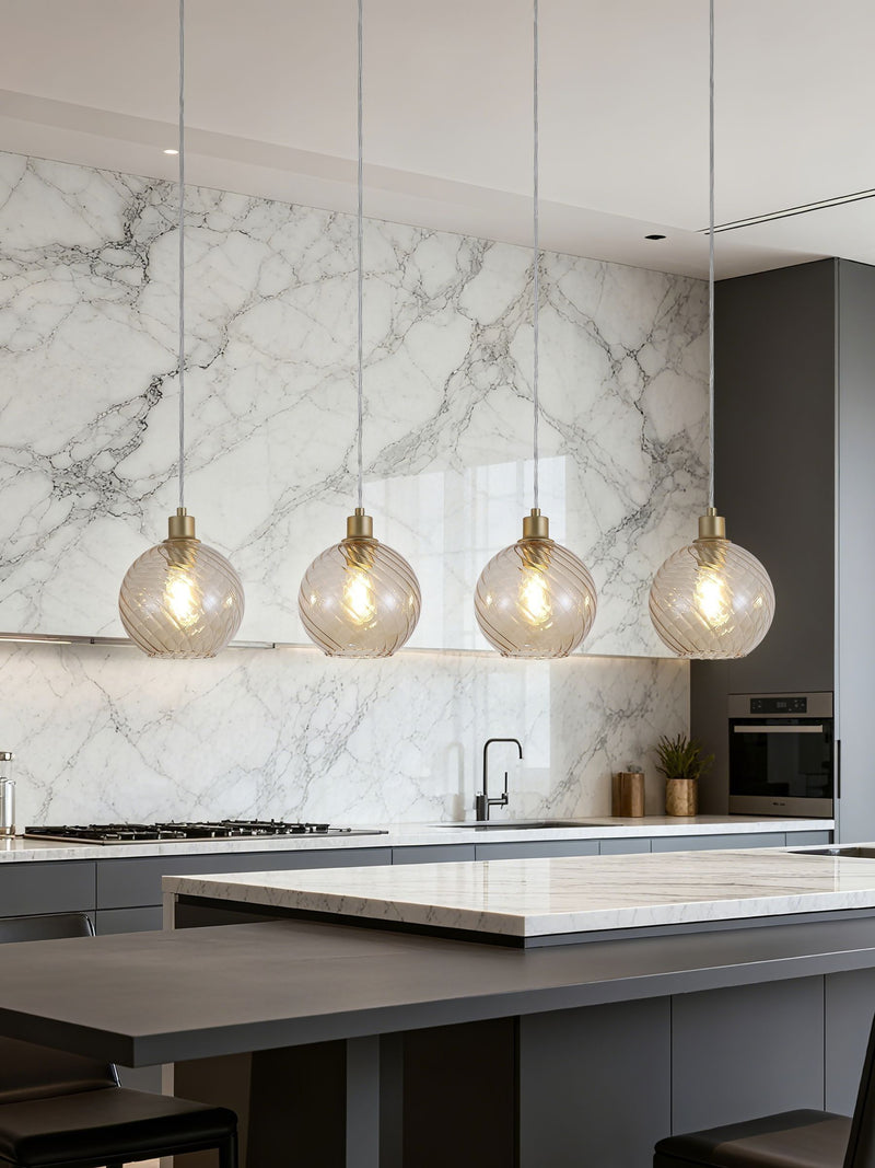 Searchlight Gold Tilly pendant light champagne glass shades - British product