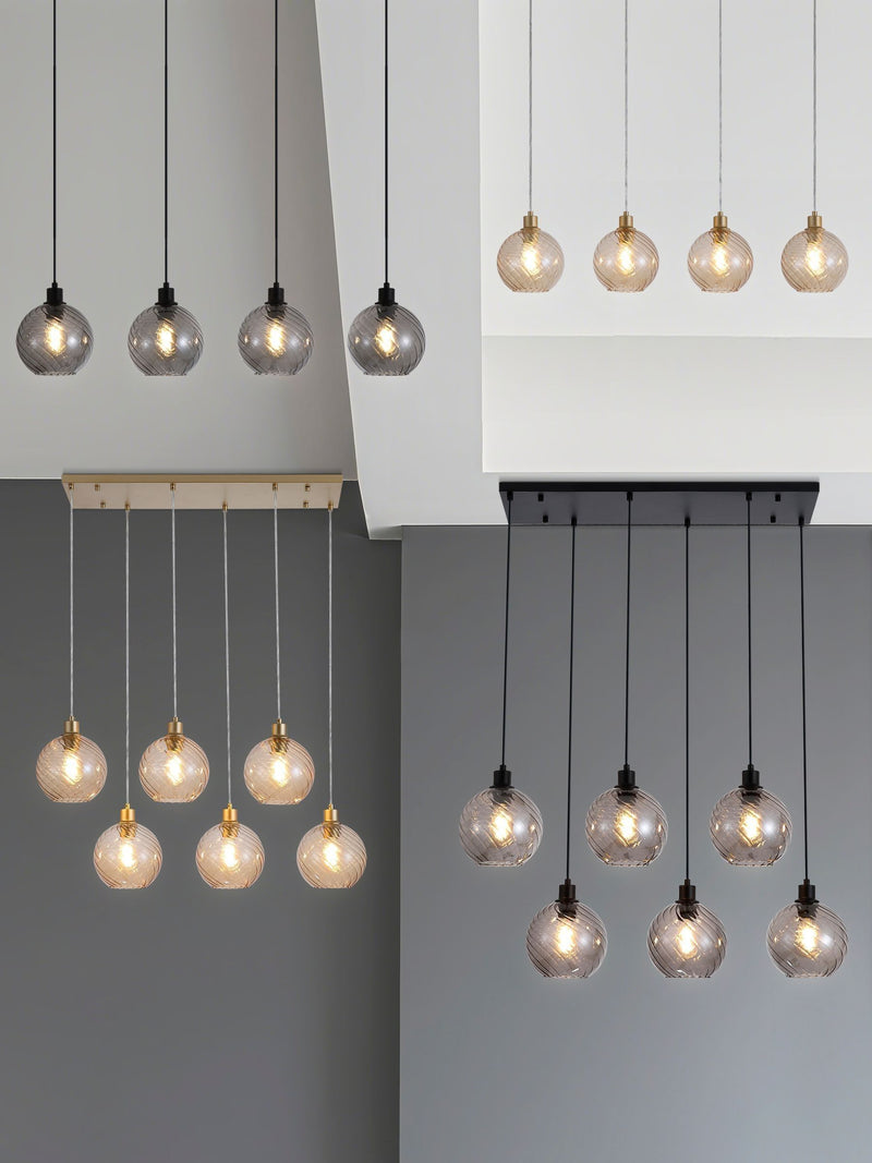 Searchlight Gold Tilly pendant light champagne glass shades - British product
