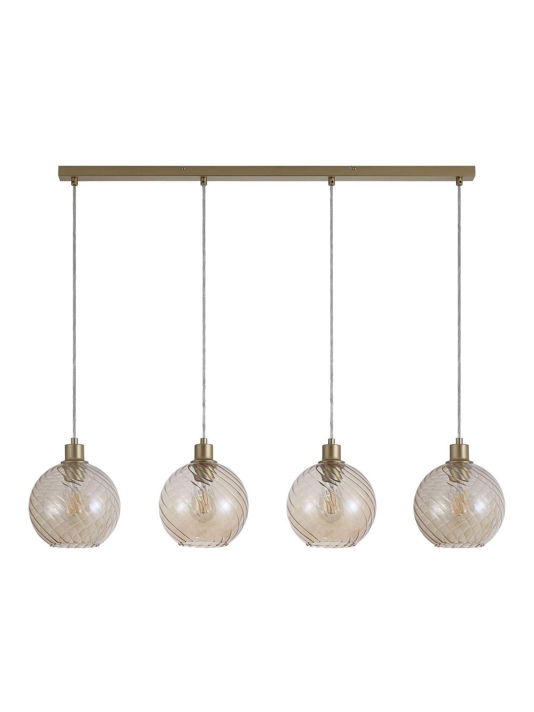 Searchlight Gold Tilly pendant light champagne glass shades - British product