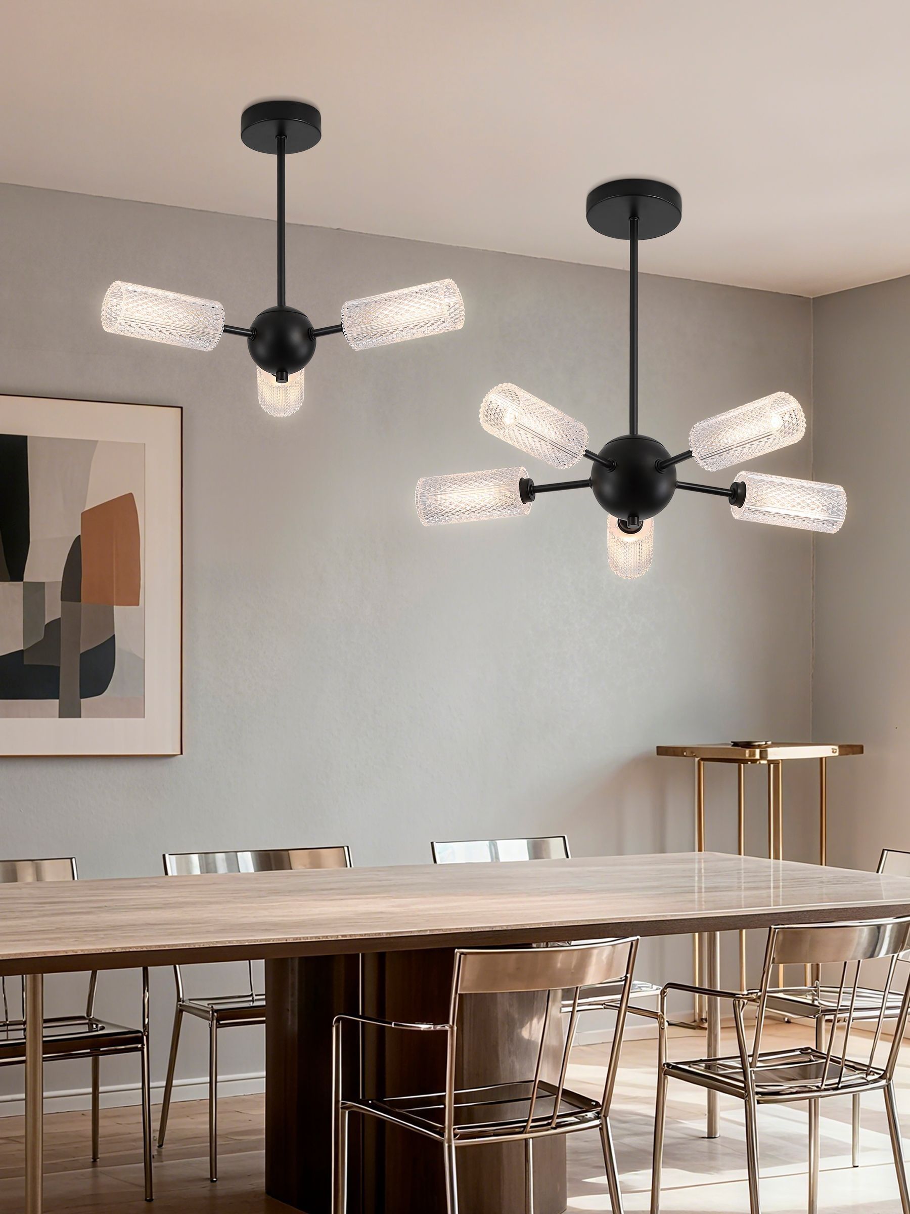 Searchlight Black Maxwell ceiling light with five shades - British product
