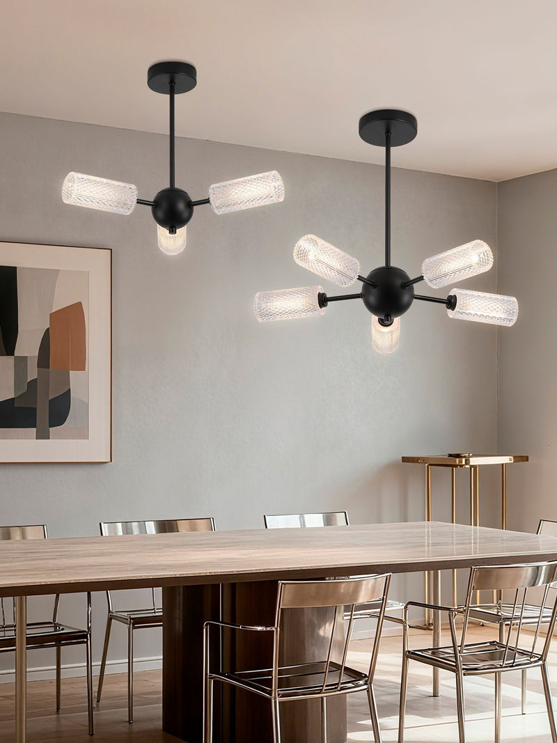 Searchlight Black Maxwell ceiling light with five shades - British product