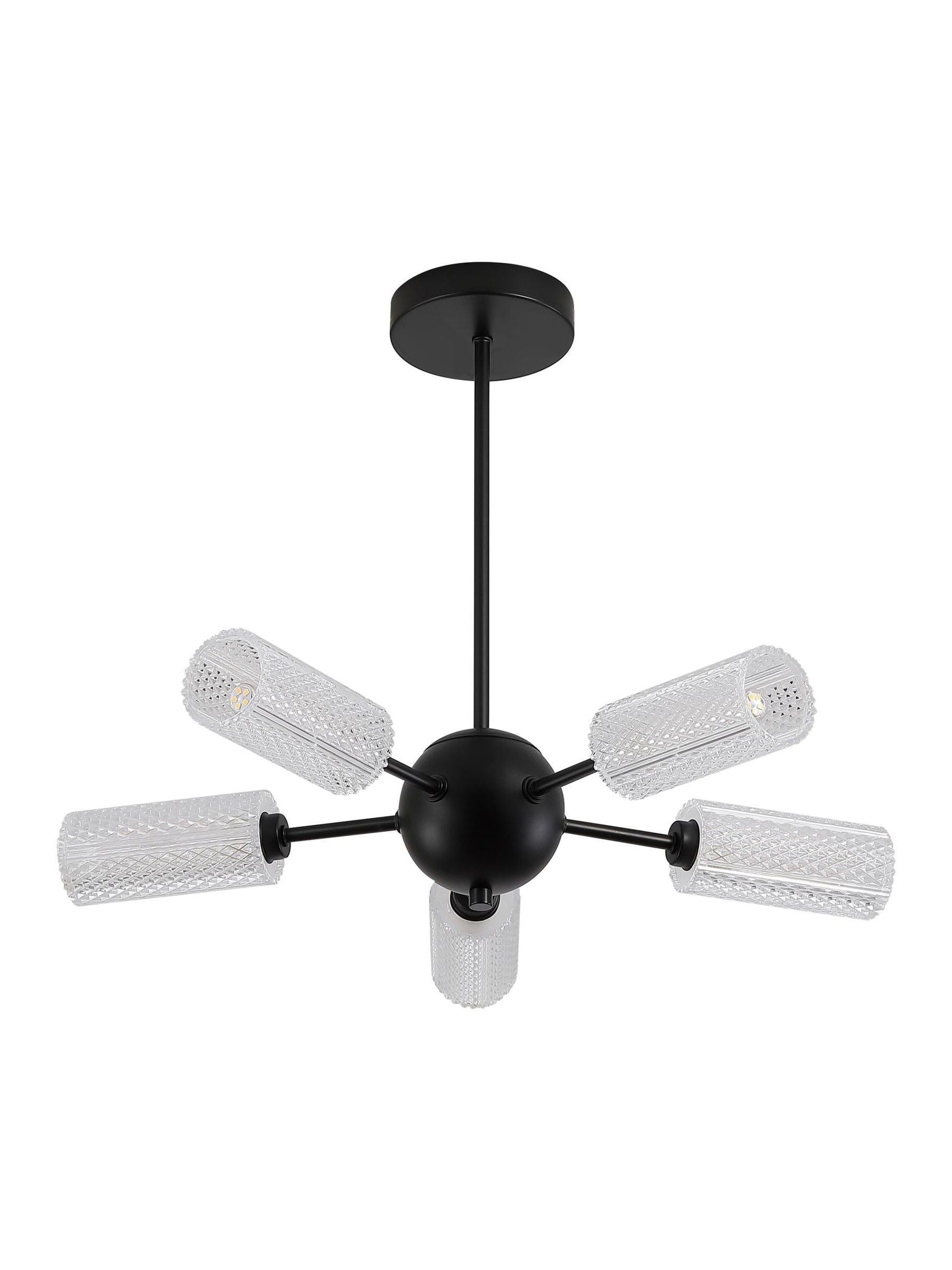 Searchlight Black Maxwell ceiling light with five shades - British product