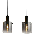 Searchlight black 3-light bar pendant with smoked ombre glass, UK version
