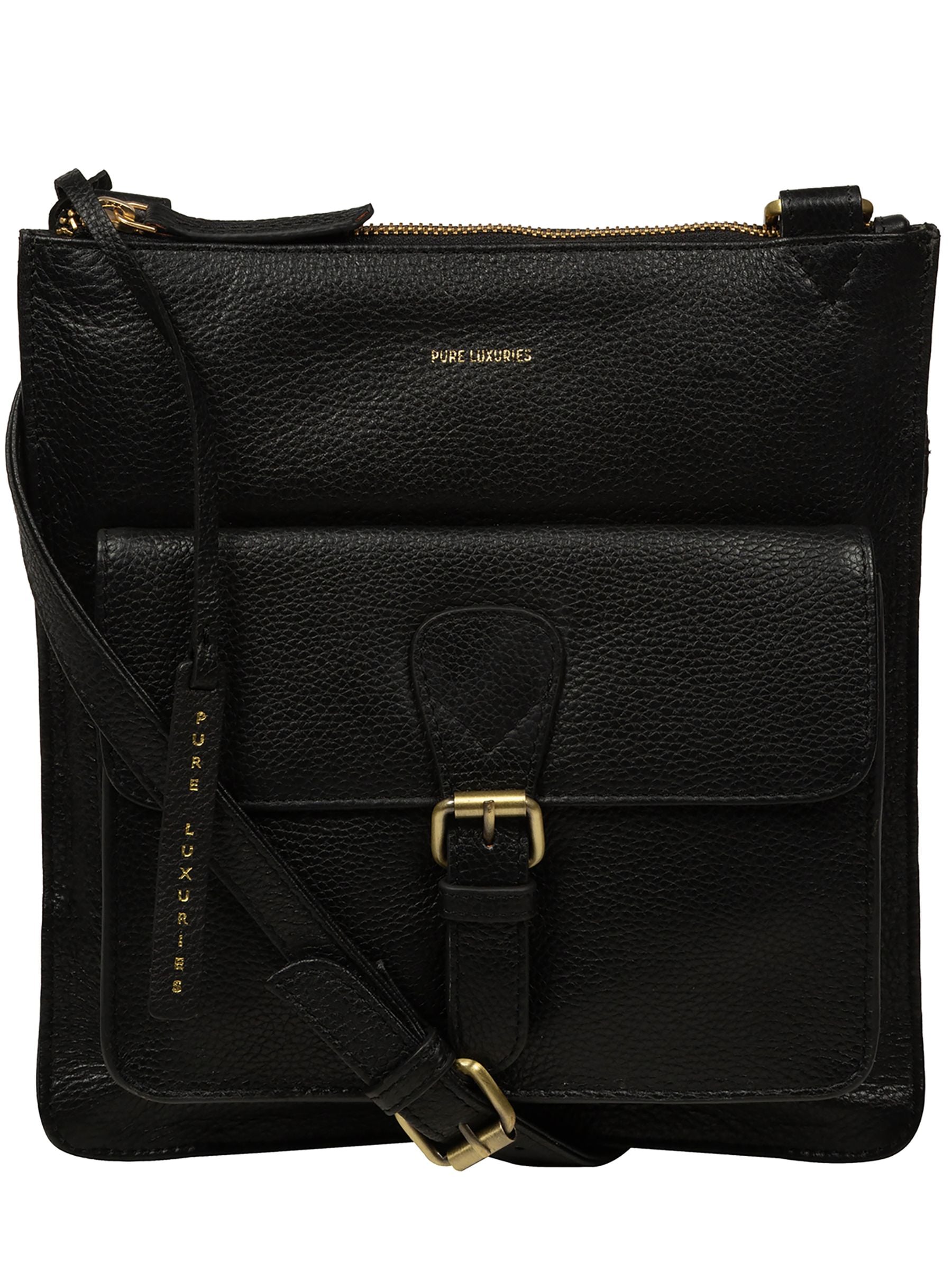 Pure Luxuries black leather cross-body bag, UK version