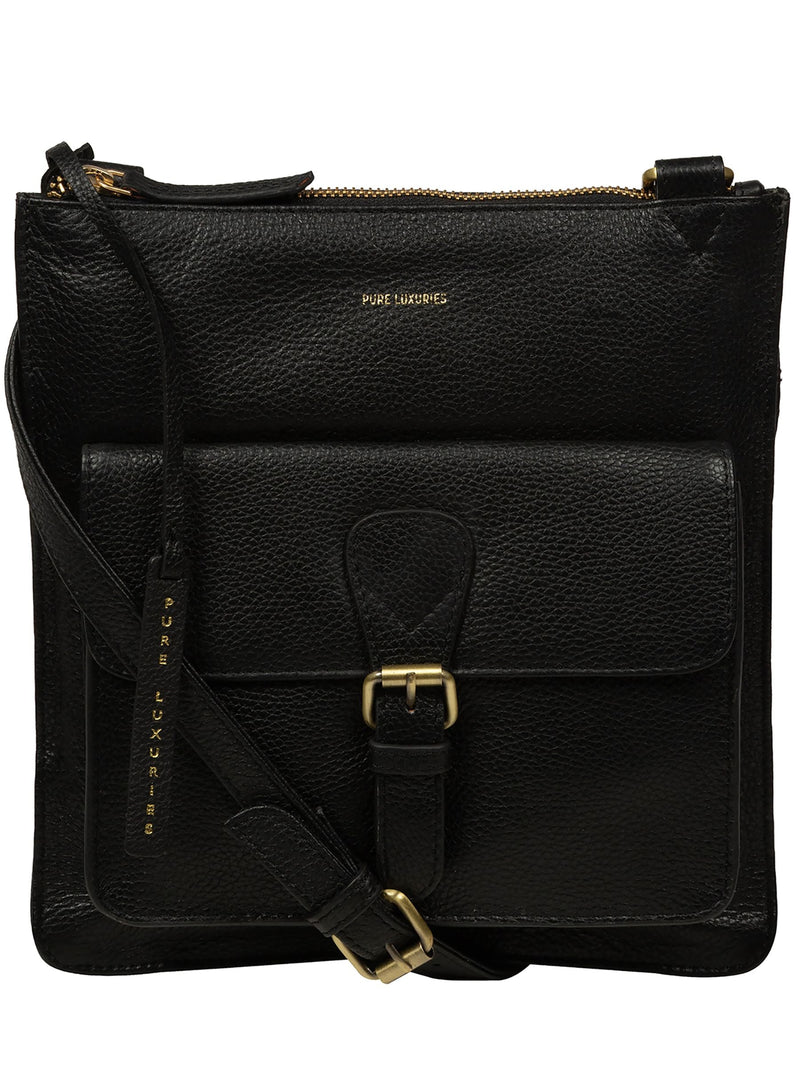 Pure Luxuries black leather cross-body bag, UK version