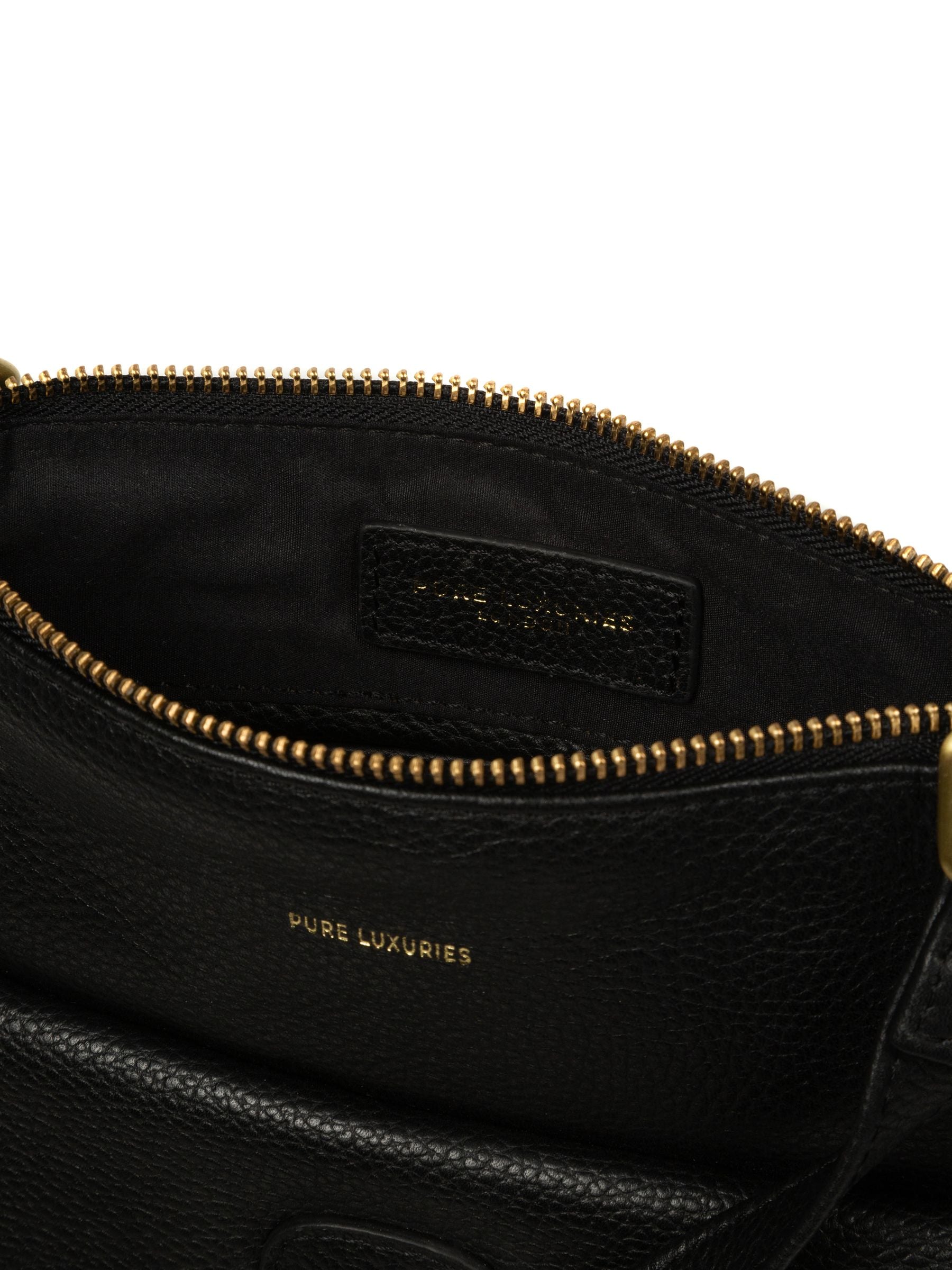 Pure Luxuries black leather cross-body bag, UK version