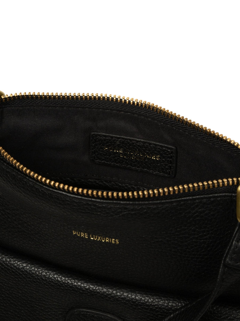 Pure Luxuries black leather cross-body bag, UK version
