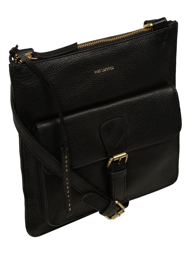 Pure Luxuries black leather cross-body bag, UK version