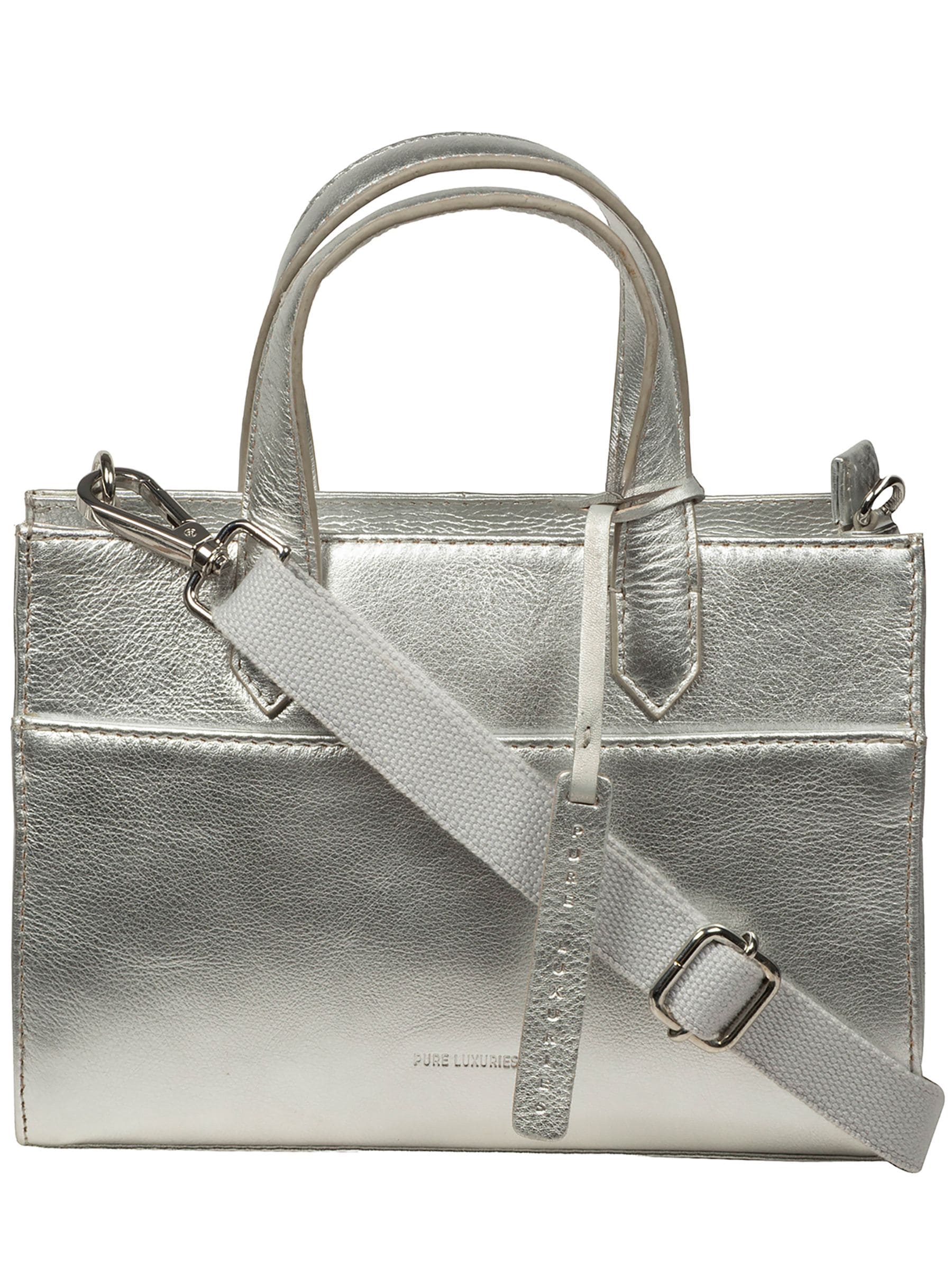 Pure Luxuries London Tatiana silver leather crossbody bag, imported from the UK