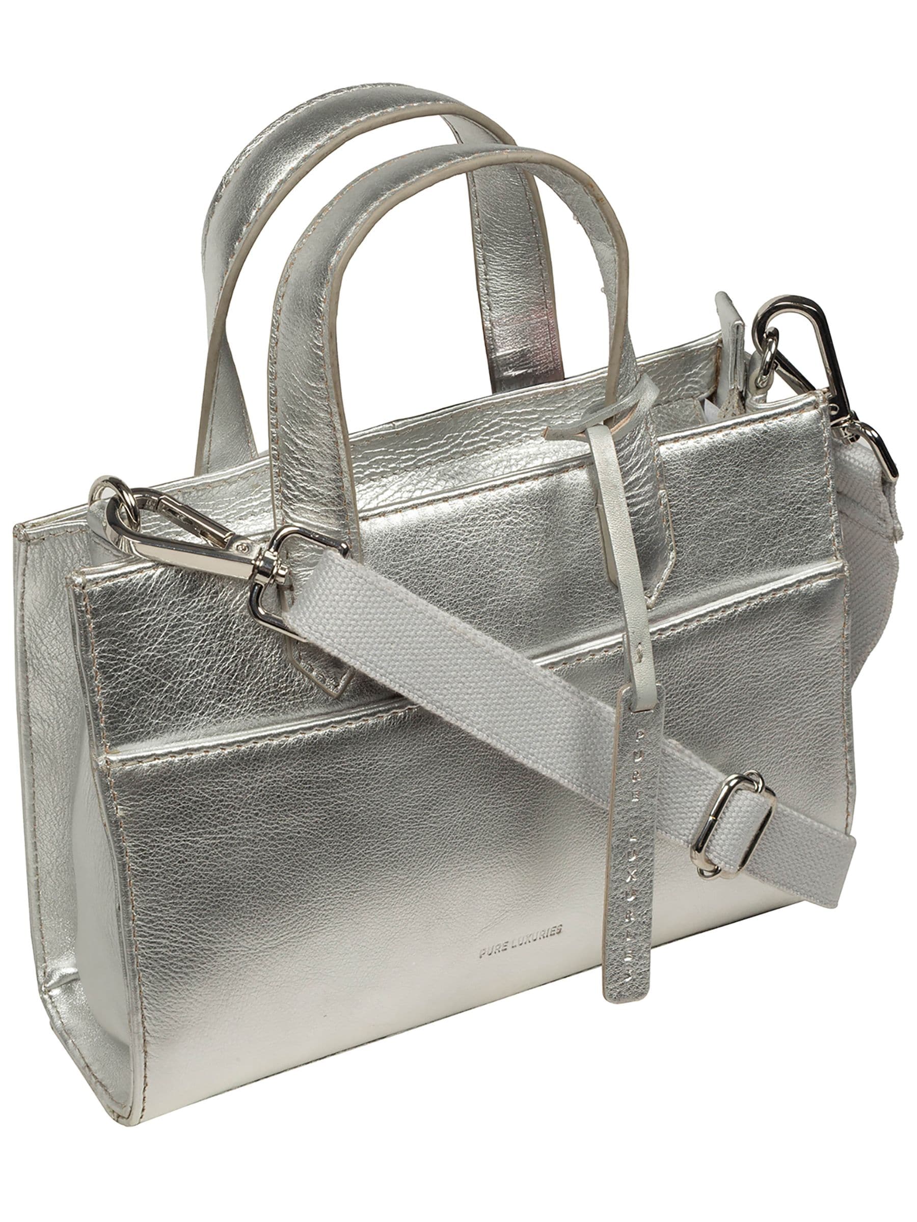 Pure Luxuries London Tatiana silver leather crossbody bag, imported from the UK
