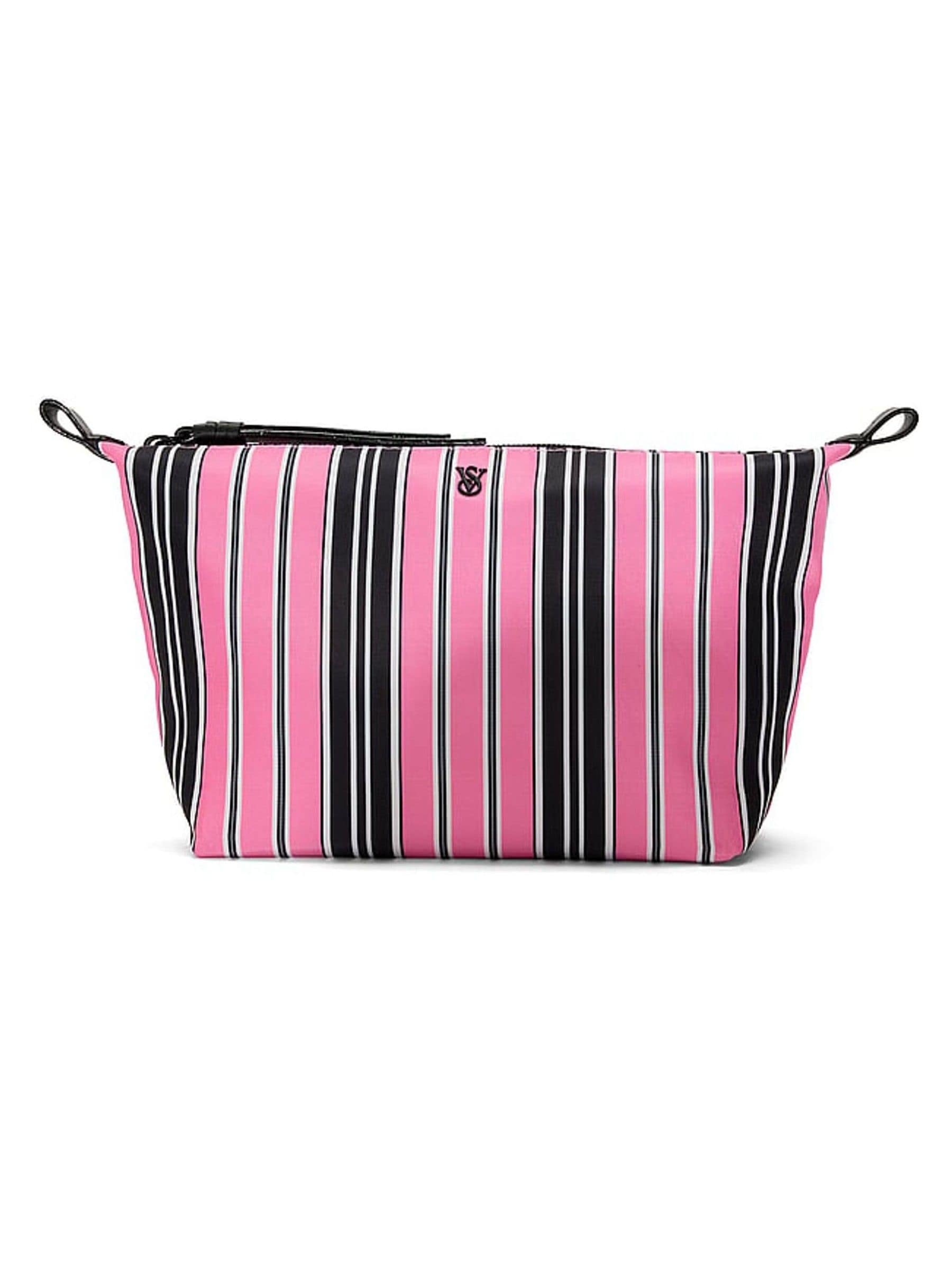 Victoria's Secret iconic stripe pink 2 piece makeup bag set (British brand)