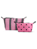Victoria's Secret iconic stripe pink 2 piece makeup bag set (British brand)