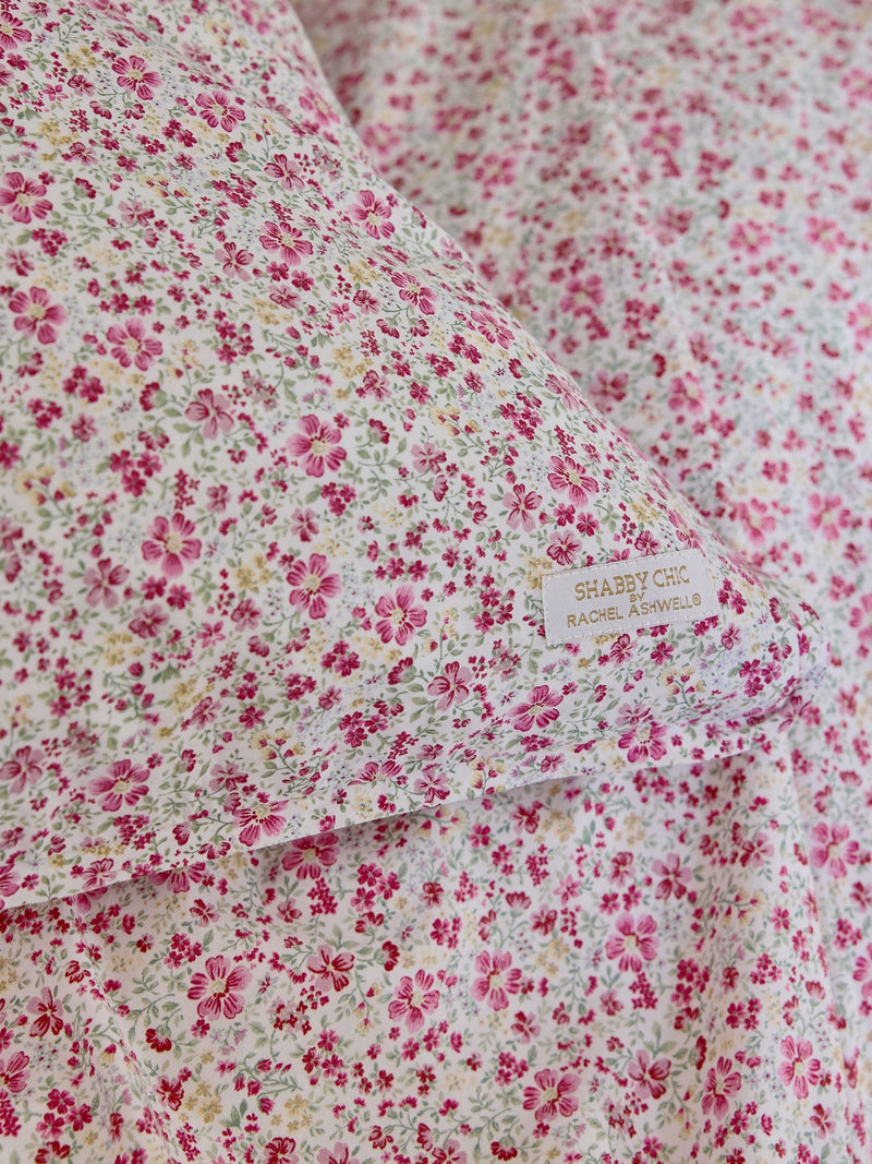 Shabby Chic set of 2 vintage ditsy pink pillowcases, UK version