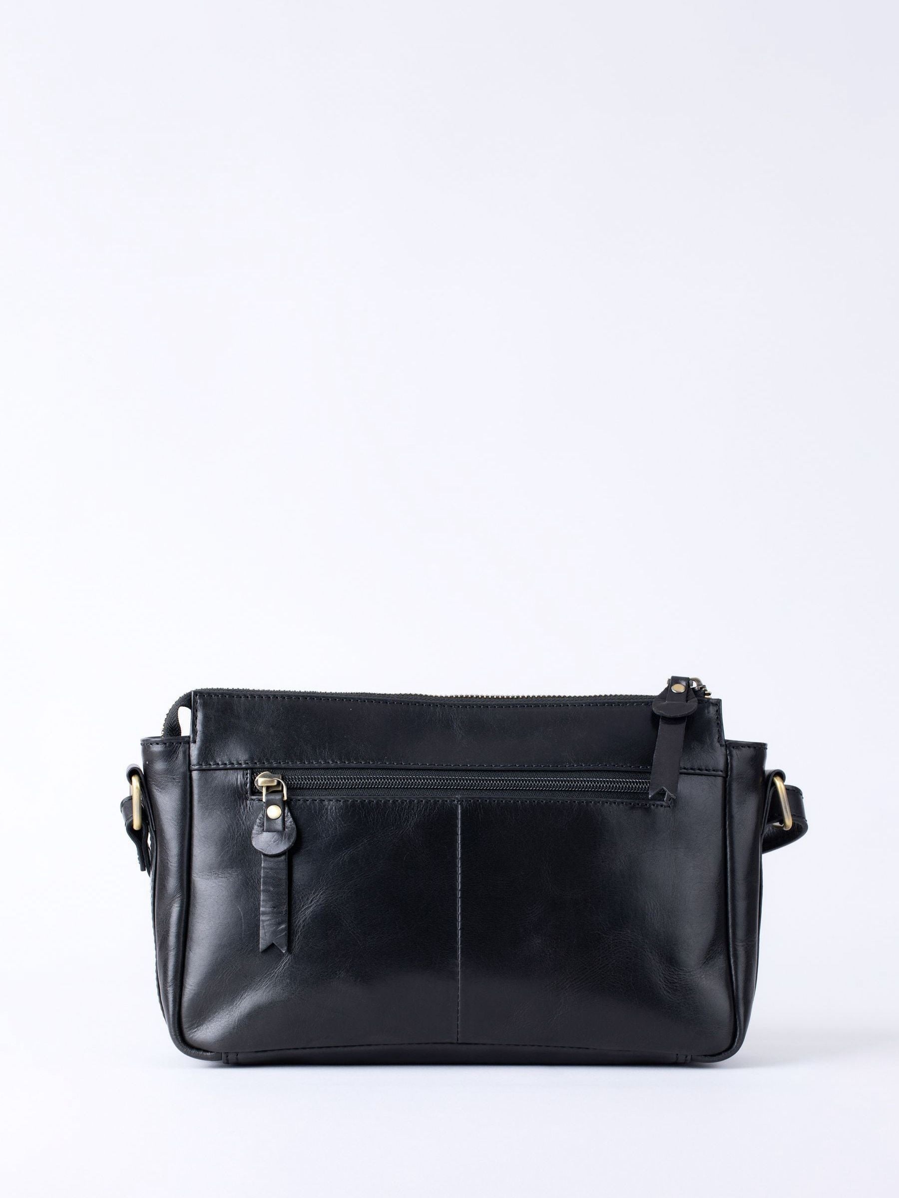 Lakeland Leather black Waverton woven cross-body bag - British product