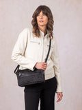 Lakeland Leather black Waverton woven cross-body bag - British product