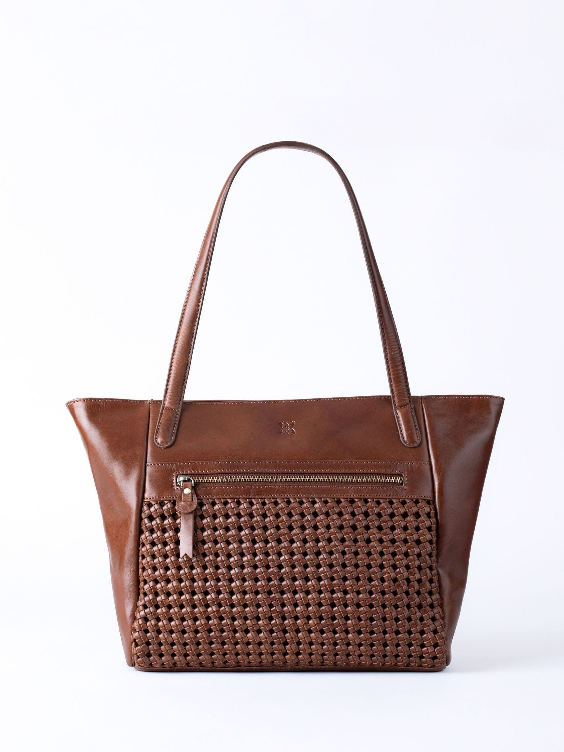 Lakeland Leather Waverton woven tote bag brown 29cm (British brand)