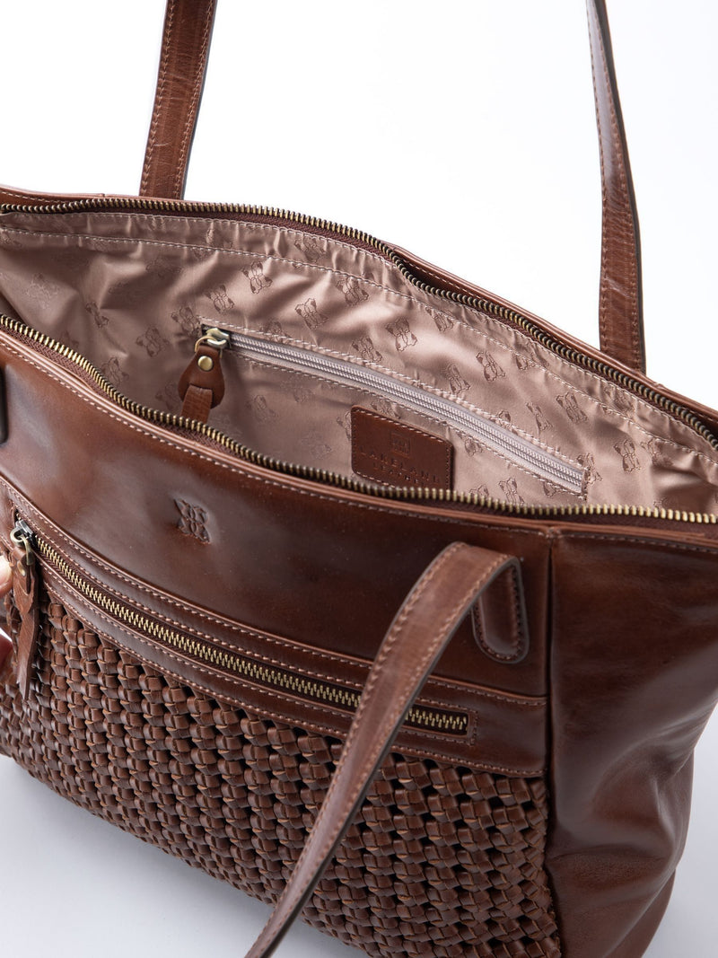 Lakeland Leather Waverton woven tote bag brown 29cm (British brand)