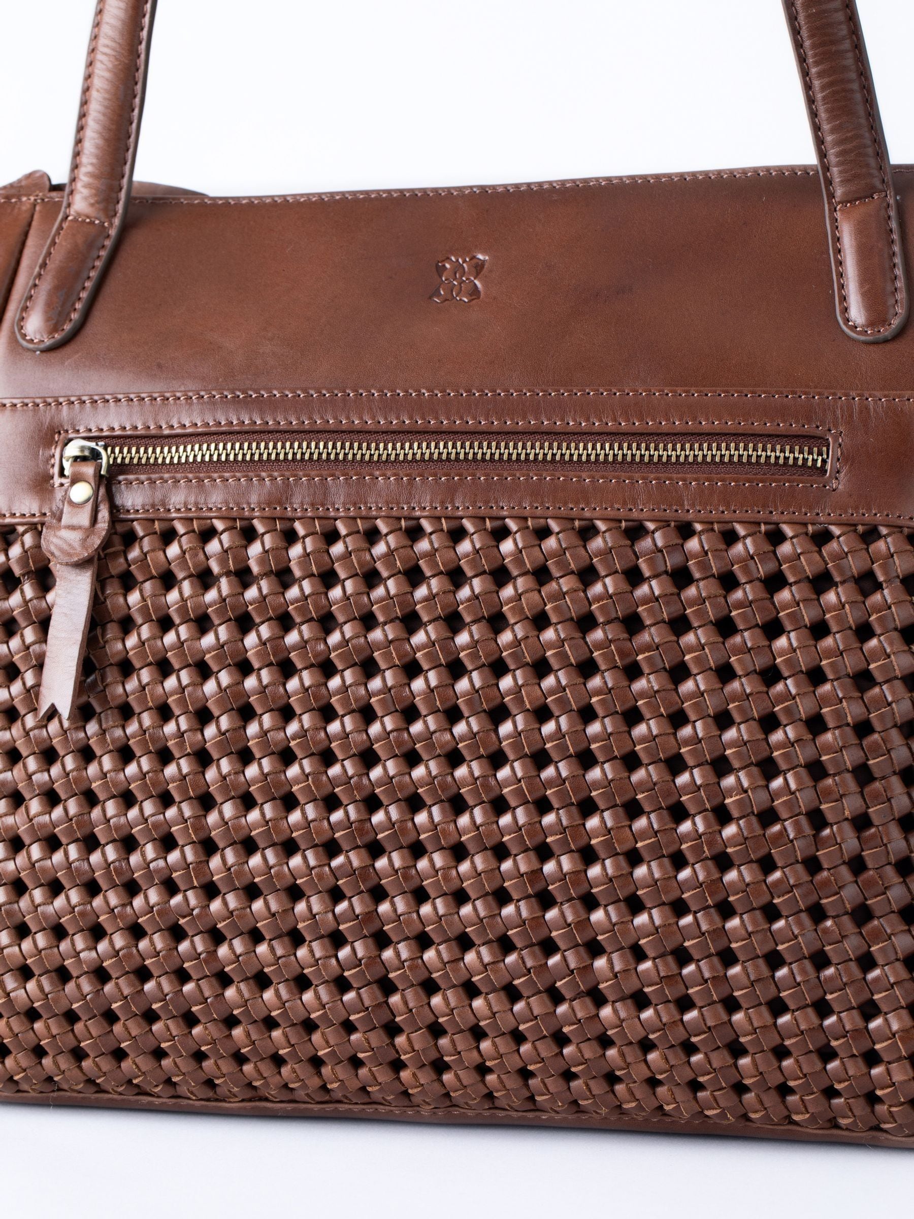 Lakeland Leather Waverton woven tote bag brown 29cm (British brand)