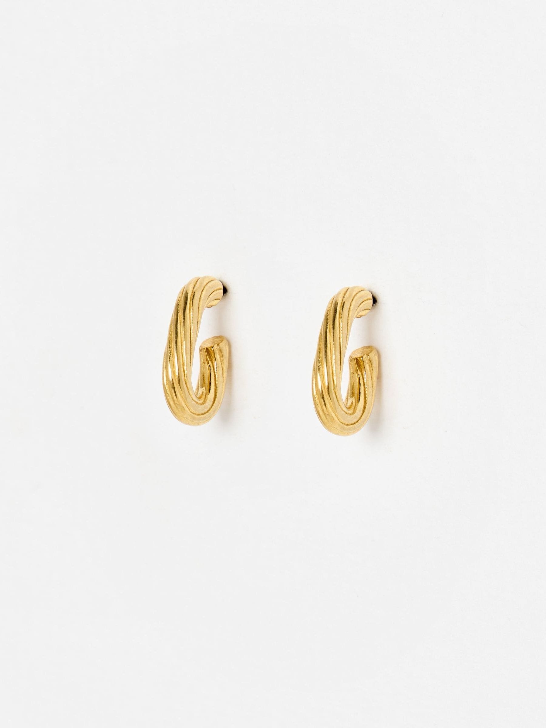 Oliver Bonas gold tone etched oval hoop earrings, UK version