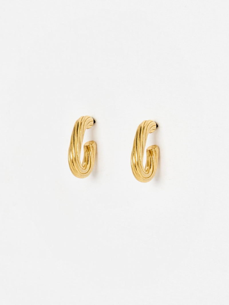 Oliver Bonas gold tone etched oval hoop earrings, UK version