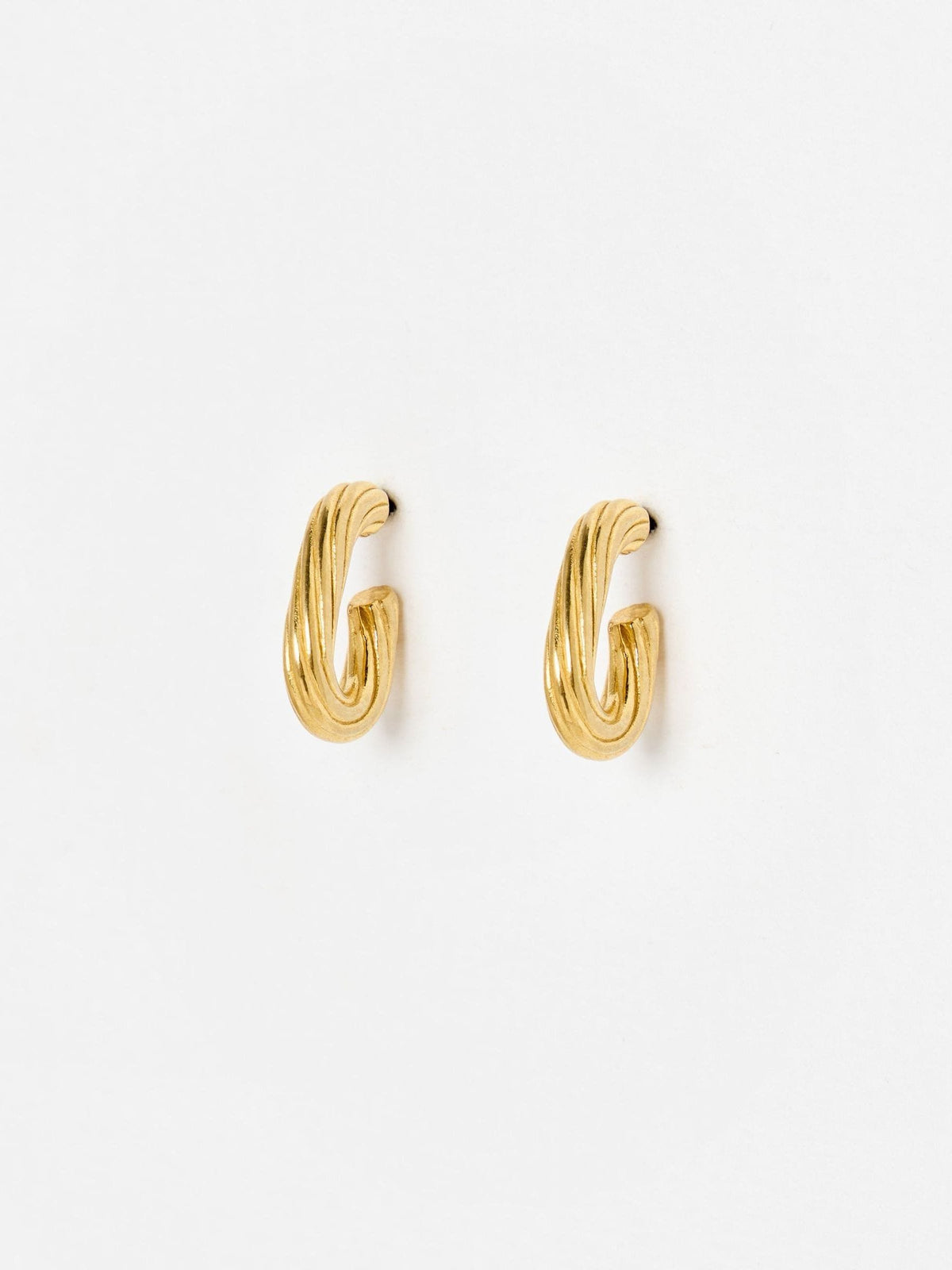 Oliver Bonas gold tone etched oval hoop earrings, UK version
