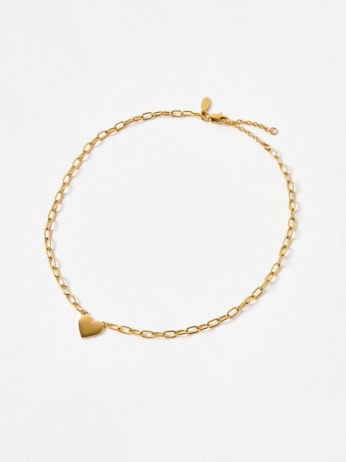 Oliver Bonas Talula gold-tone stainless steel heart pendant necklace, imported from the UK