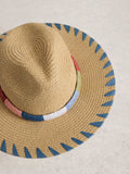 White Stuff natural whipstitch fedora hat, imported from the UK