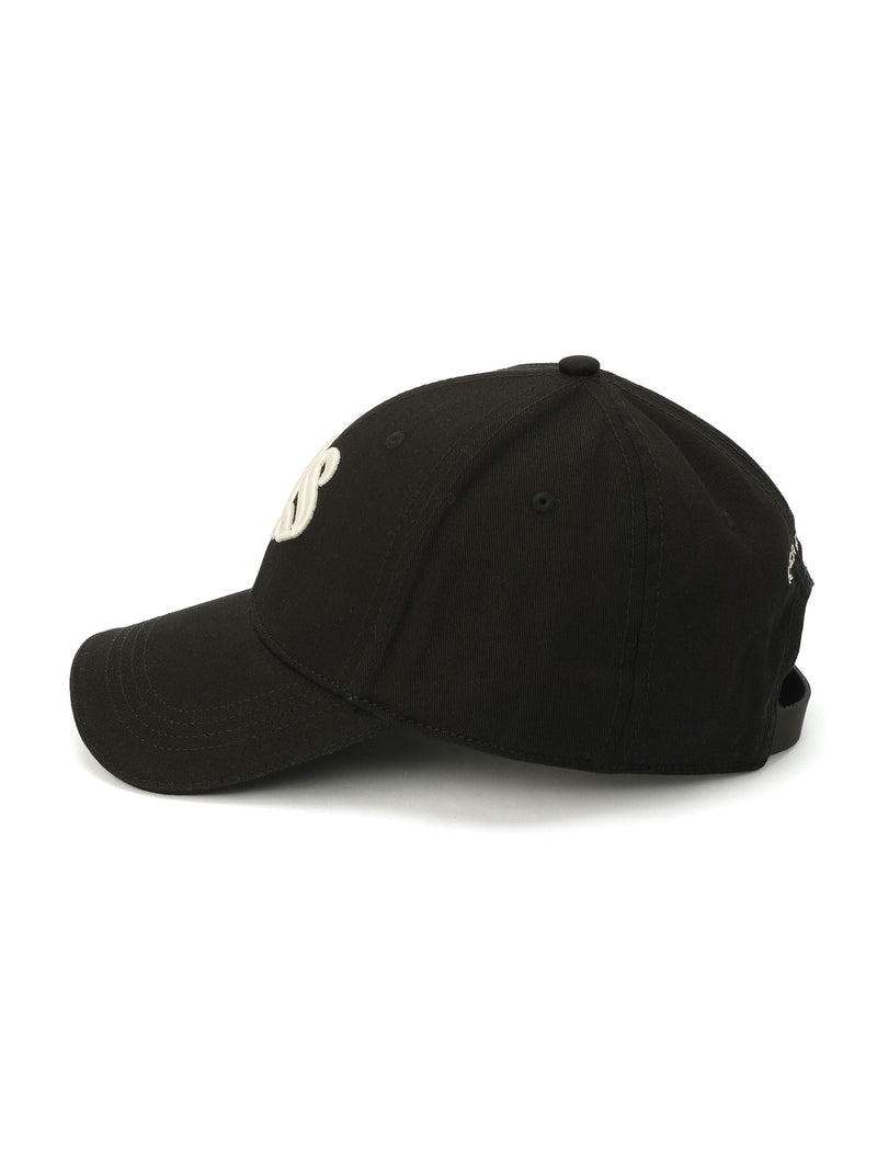 AllSaints black Gothic AS Logo baseball cap, imported from the UK