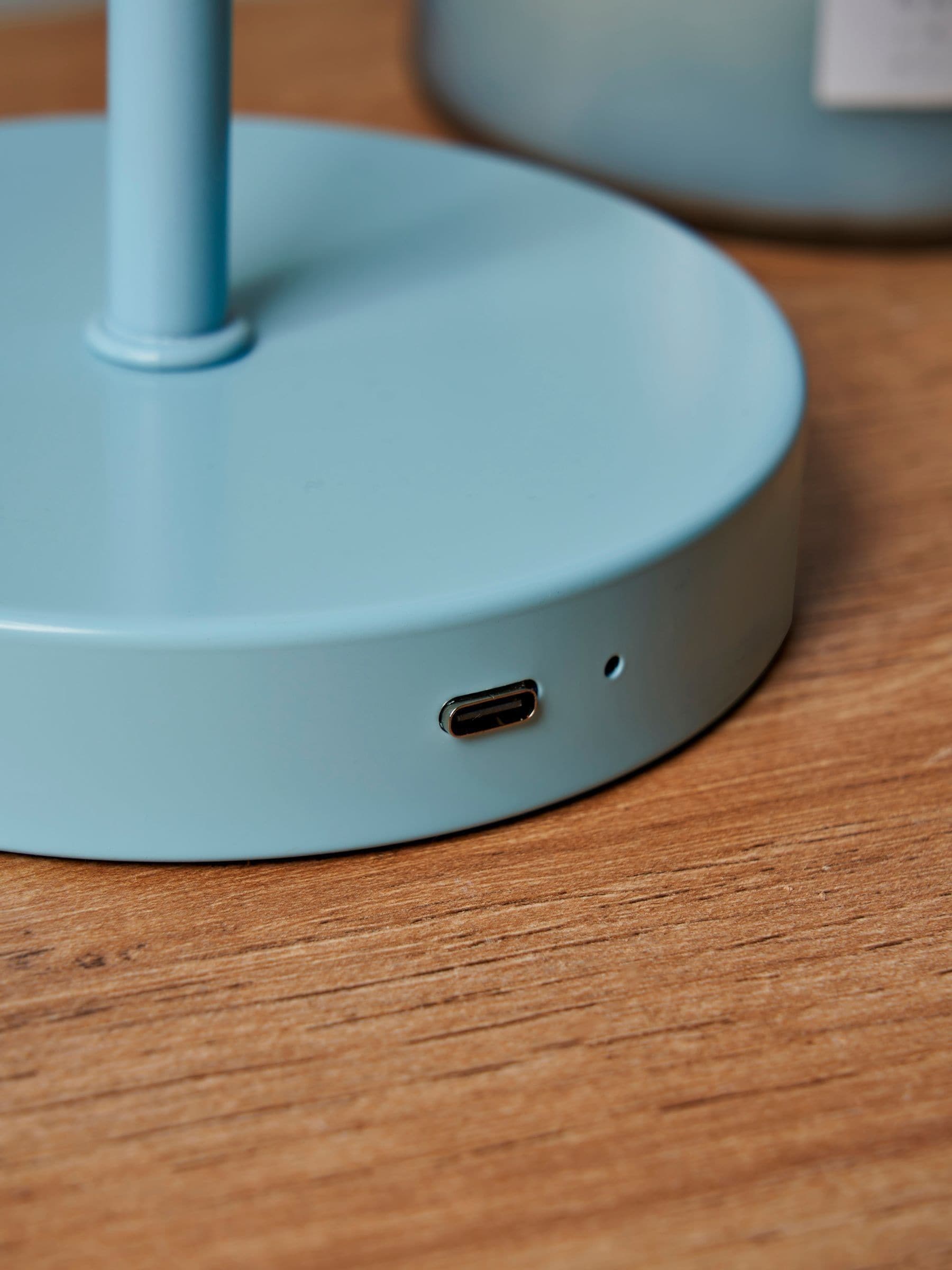 BHS blue dome rechargeable table lamp with USB-C - British product