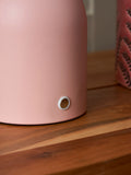 BHS pink USB-C rechargeable table lamp, opal glass, UK version