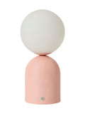 BHS pink USB-C rechargeable table lamp, opal glass, UK version