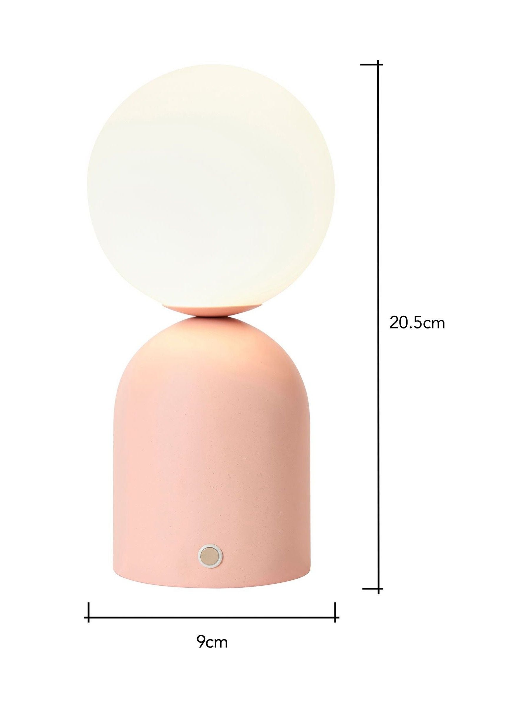BHS pink USB-C rechargeable table lamp, opal glass, UK version