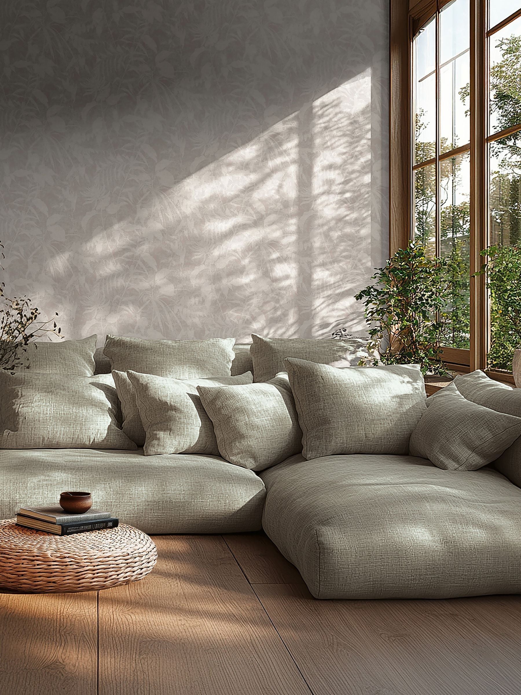 Galerie Wallcoverings Cream Horizon Tree Leaf A4 Wallpaper Sample